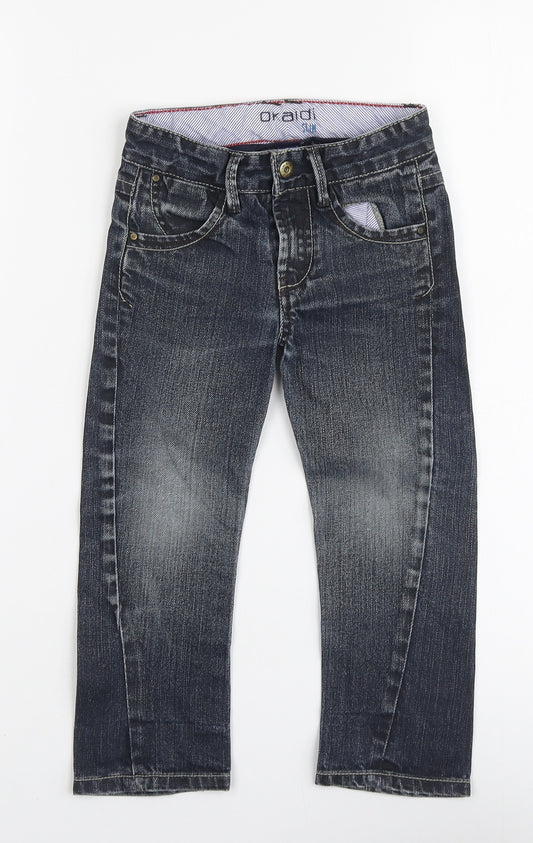 Okaidi Boys Blue Cotton Skinny Jeans Size 3 Years Regular