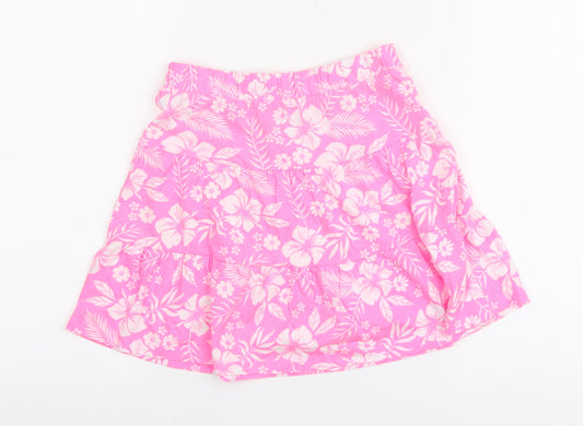 Dunnes Stores Girls Pink Geometric Cotton Skater Skirt Size 8-9 Years Regular