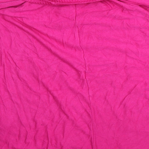 Obsession Womens Pink Nylon Tunic T-Shirt Size M Roll Neck