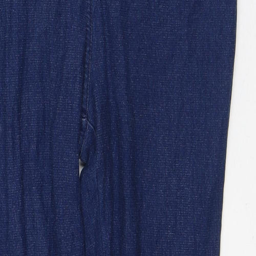 Papaya Womens Blue Geometric Cotton Capri Leggings Size 10 L27 in - Denim Look