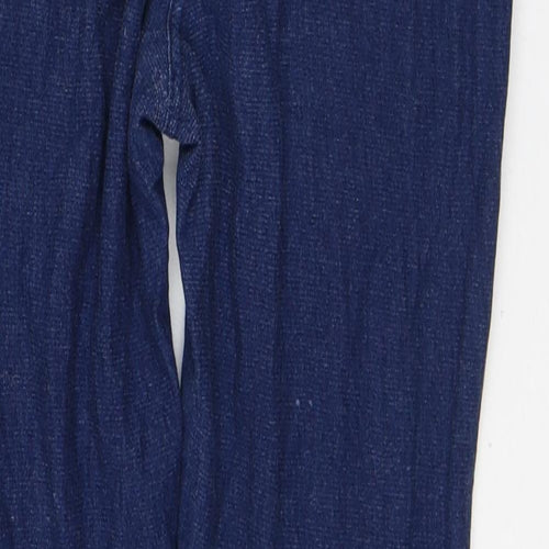 Papaya Womens Blue Geometric Cotton Capri Leggings Size 10 L27 in - Denim Look