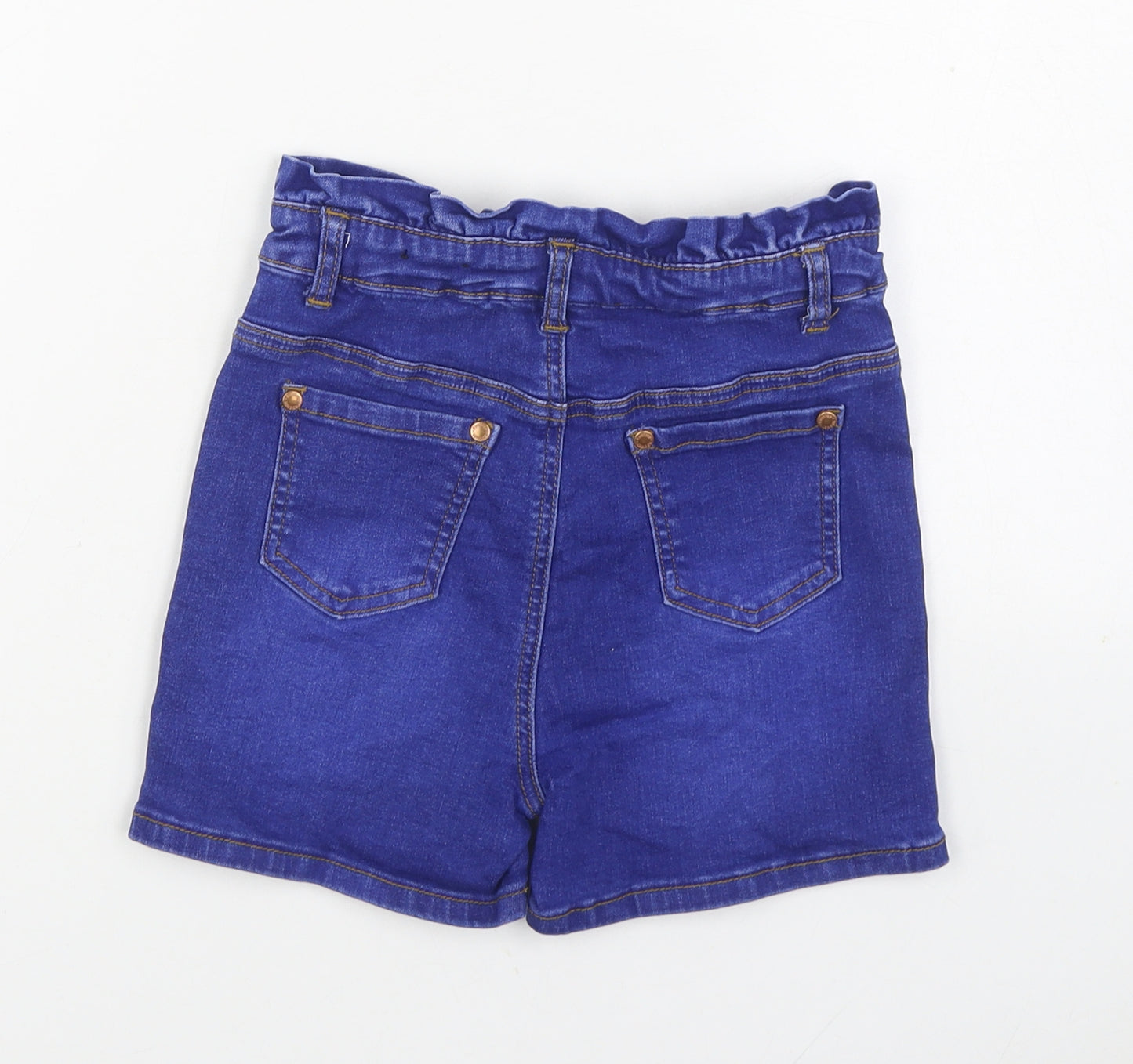 Firetrap Girls Blue Cotton Boyfriend Shorts Size 9-10 Years Regular Zip