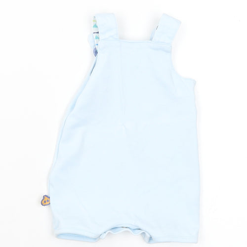 Marks and Spencer Baby Blue Geometric Cotton Dungaree One-Piece Size 3-6 Months Button