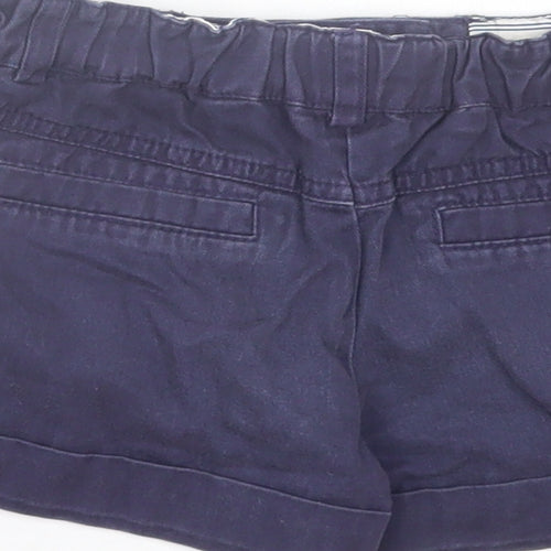 F&F Girls Blue Cotton Boyfriend Shorts Size 4-5 Years Regular Buckle