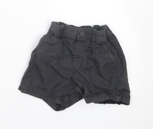 H&M Boys Black Cotton Chino Shorts Size 2 Years Regular Buckle