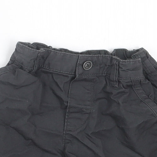H&M Boys Black Cotton Chino Shorts Size 2 Years Regular Buckle