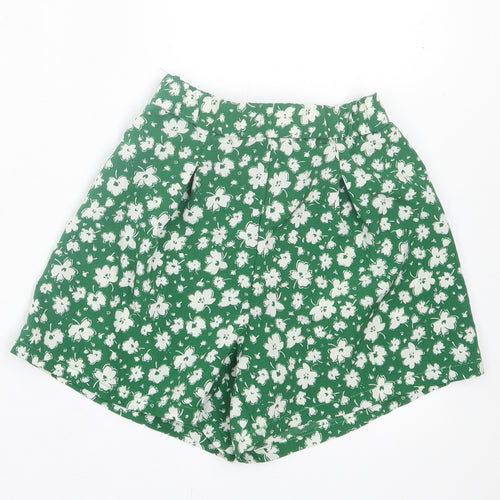 SheIn Girls Green Floral Polyester Paperbag Shorts Size 8 Years Regular