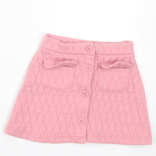 Dunnes Stores Girls Pink Polyester A-Line Skirt Size 4-5 Years Regular Button