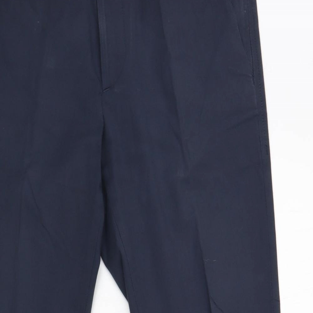 HUGO BOSS Womens Blue Cotton Chino Trousers Size 30 in L28 in Regular Hook & Loop