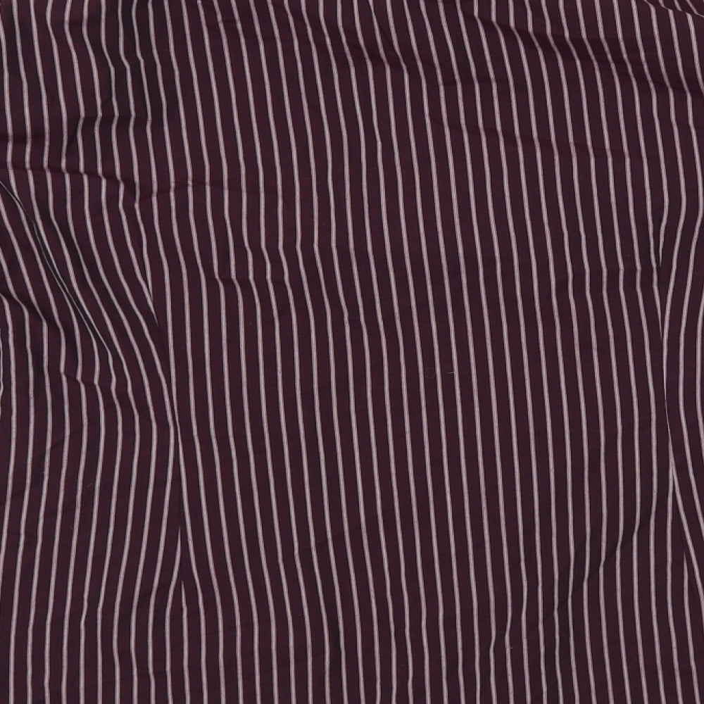 Cedarwood state Mens Purple Striped Polyester Dress Shirt Size XL Collared Button