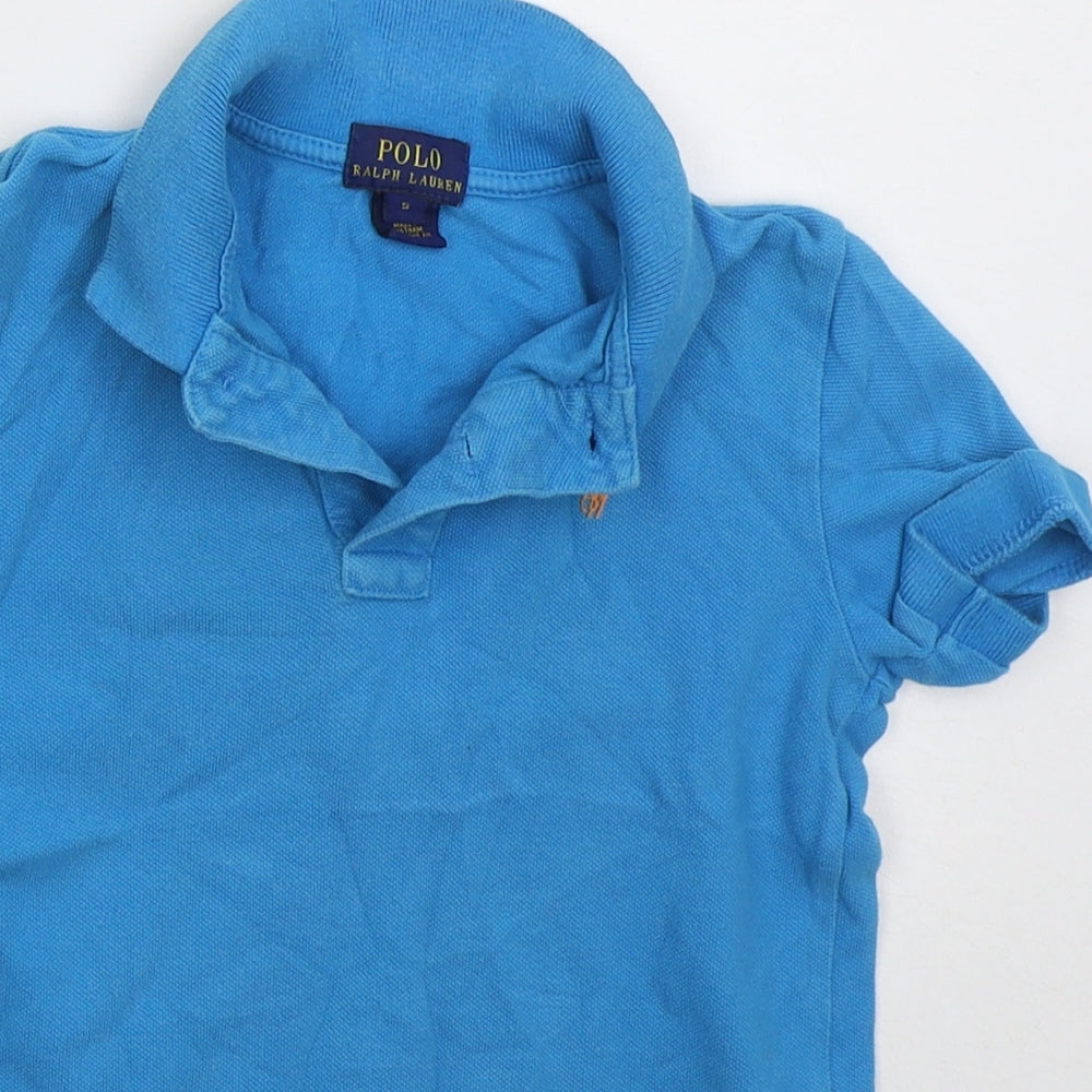 Ralph Lauren Boys Blue Cotton Basic Polo Size 5 Years Collared Pullover