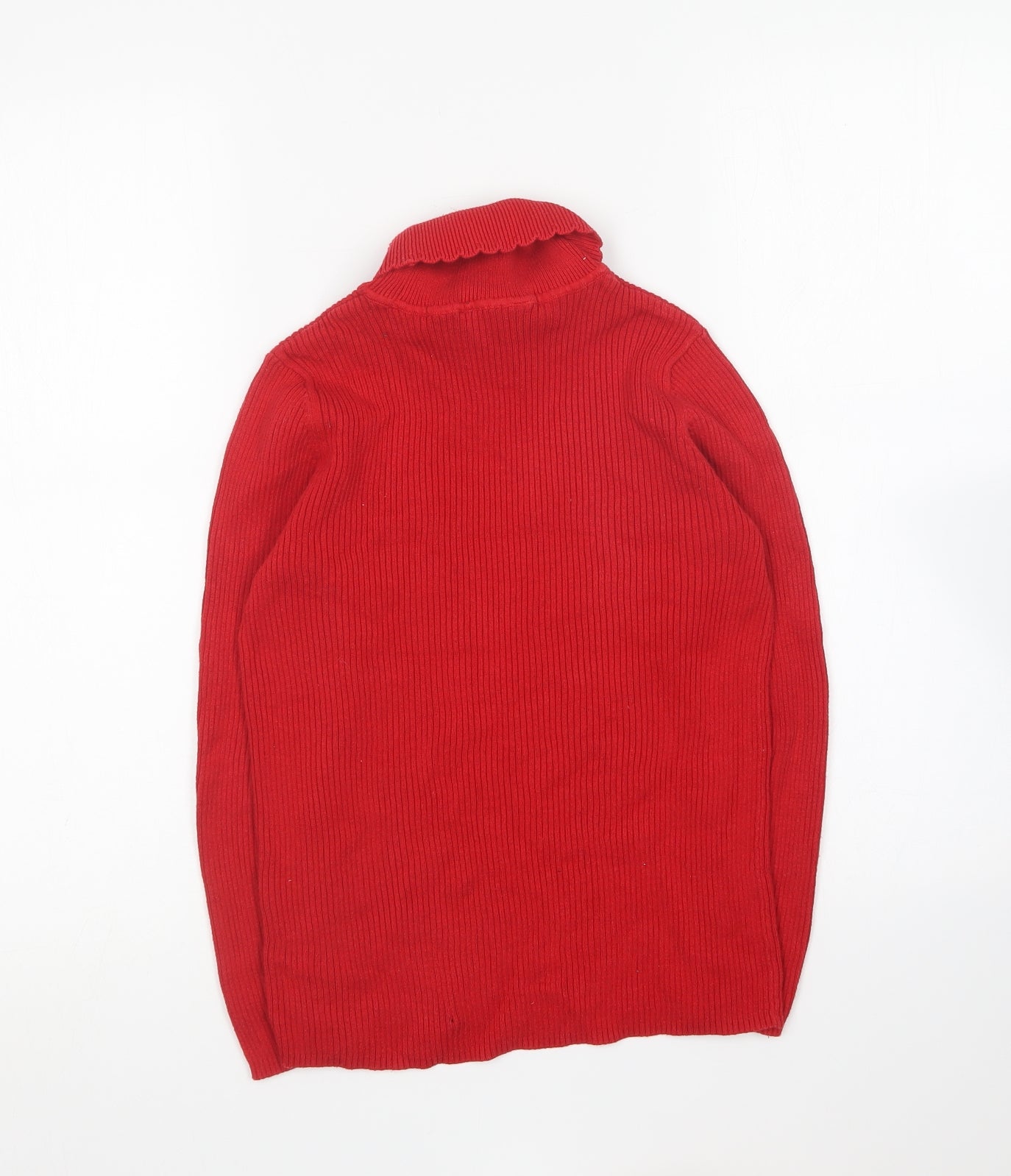 George Girls Red Roll Neck Cotton Pullover Jumper Size 9-10 Years