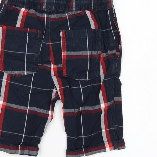 TU Boys Blue Check Cotton Bermuda Shorts Size 8 Years Regular Drawstring