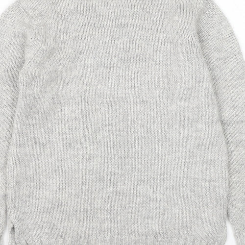 NEXT Girls Grey Round Neck Acrylic Pullover Jumper Size 10 Years Pullover - Snowflake