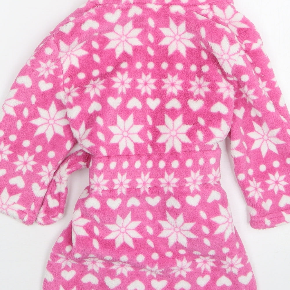 Dunnes Stores Girls Pink Polka Dot Polyester Kimono Gown Size 2-3 Years Tie