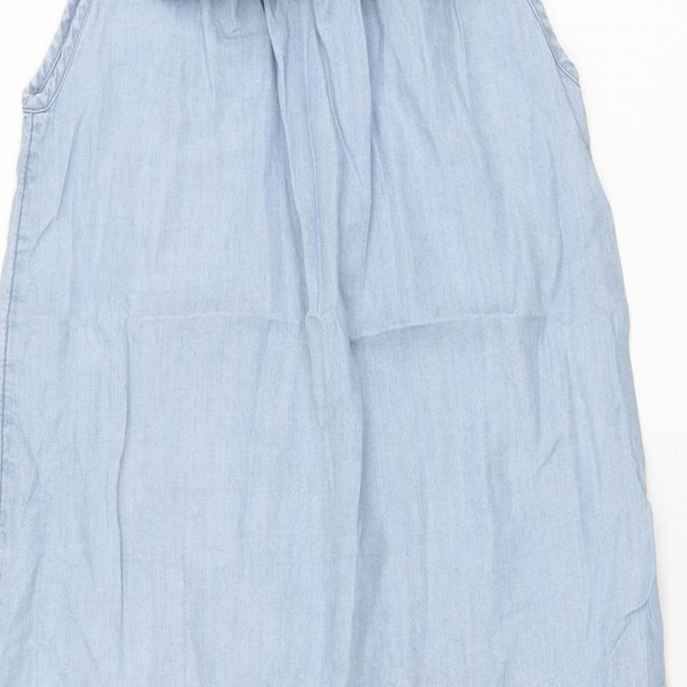 H&M Girls Blue Lyocell Trapeze & Swing Size 10-11 Years Square Neck
