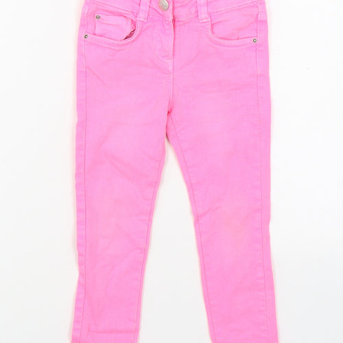 Kanz Girls Pink Cotton Straight Jeans Size 4 Years Regular Zip