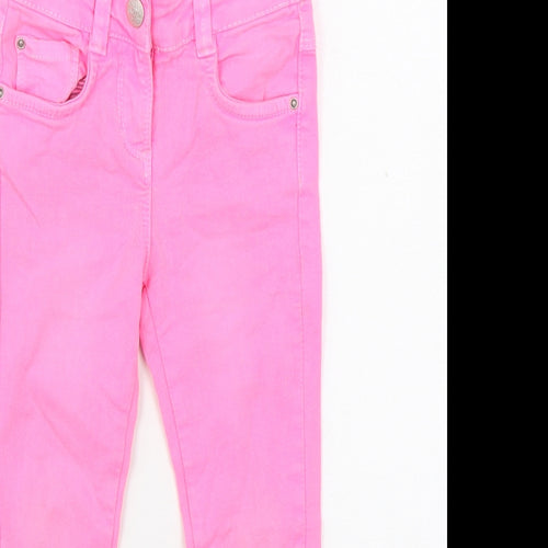 Kanz Girls Pink Cotton Straight Jeans Size 4 Years Regular Zip