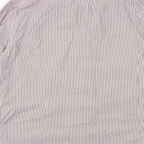 Marls & Spencer Mens Purple Striped Cotton Dress Shirt Size 17 Collared Button