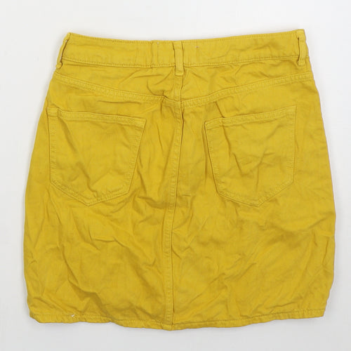 New Look Girls Yellow Cotton Mini Skirt Size 14 Years Regular Button