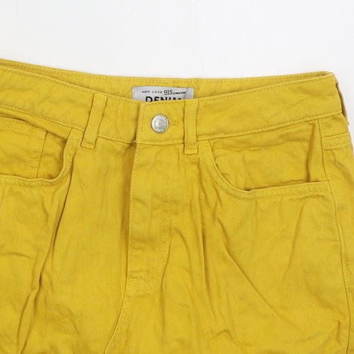 New Look Girls Yellow Cotton Mini Skirt Size 14 Years Regular Button