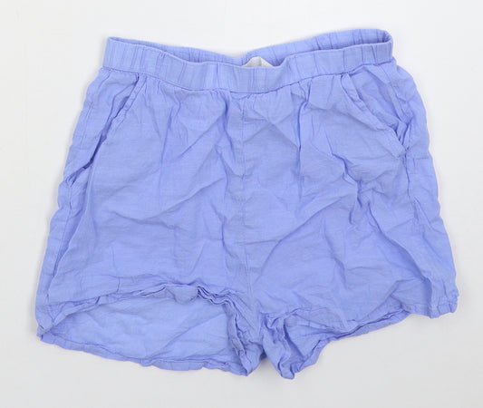 F&M Girls Blue Cotton Mom Shorts Size 13-14 Years Regular