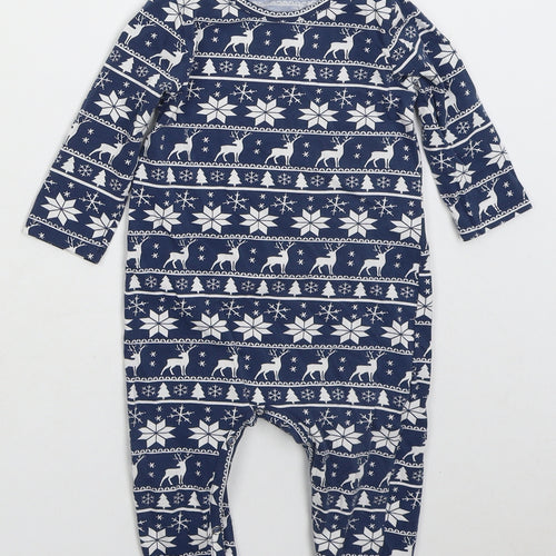 In the Style Baby Blue Geometric Cotton Cami One Piece Size 9-12 Months Button - Christmas Prints