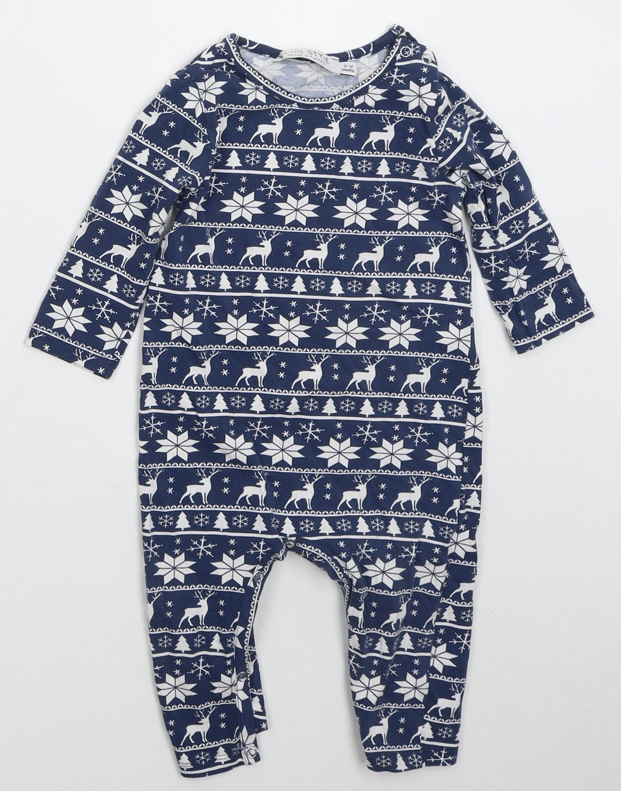 In the Style Baby Blue Geometric Cotton Cami One Piece Size 9-12 Months Button - Christmas Prints
