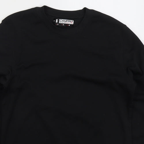 Camprio Mens Black Polyester Basic T-Shirt Size S Crew Neck Pullover