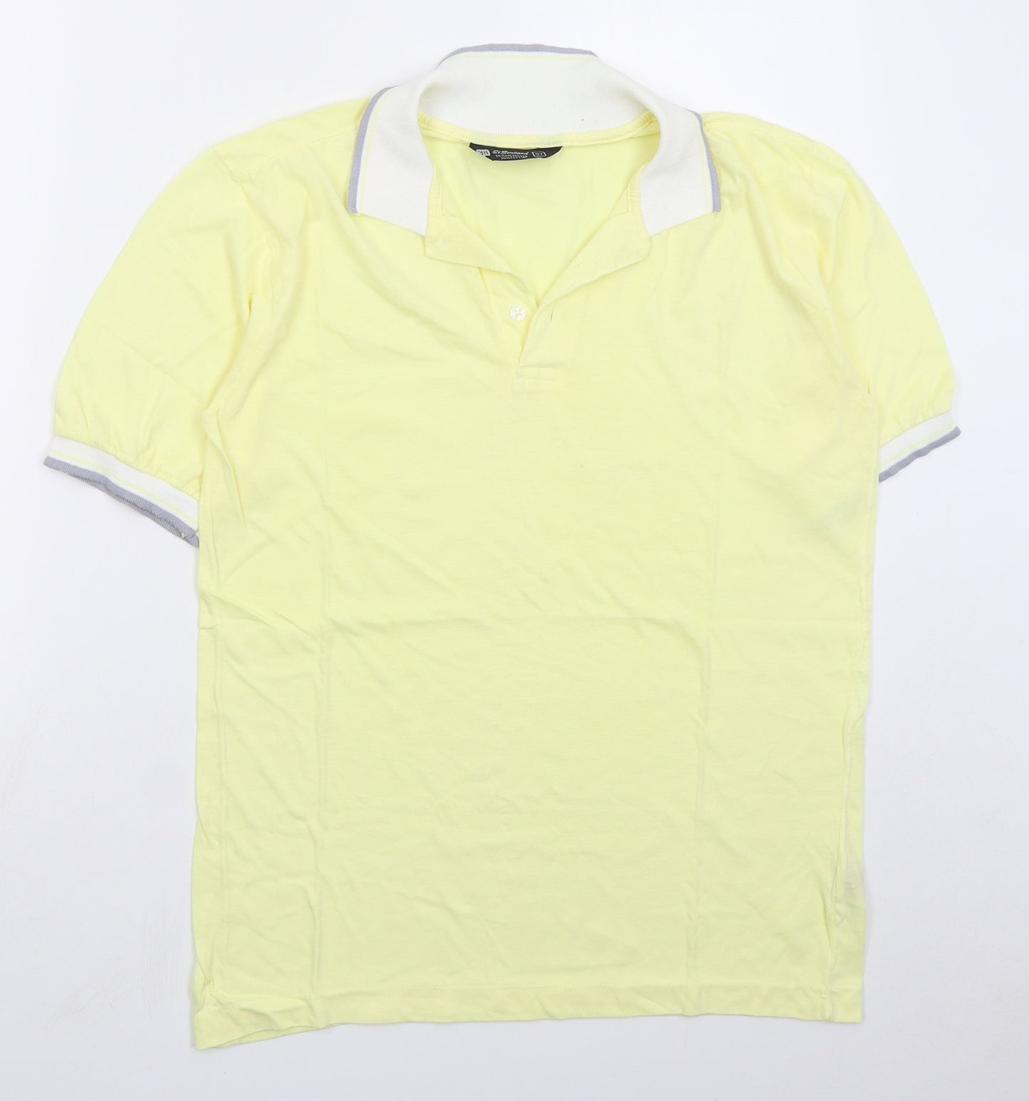 St Bernard Mens Yellow Polyester Polo Size M Collared Pullover