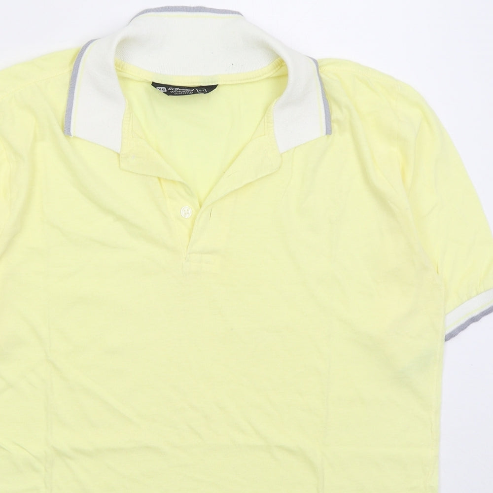 St Bernard Mens Yellow Polyester Polo Size M Collared Pullover