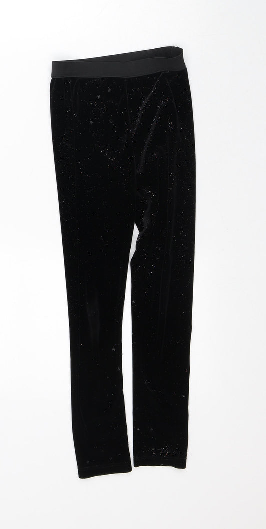Dunnes Stores Girls Black Geometric Polyester Capri Trousers Size 8 Years Regular - Leggings