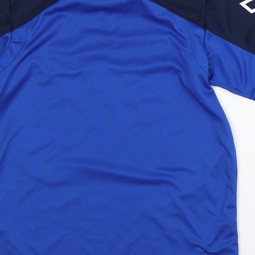 Mitre Mens Blue Striped Polyester Basic T-Shirt Size S Crew Neck
