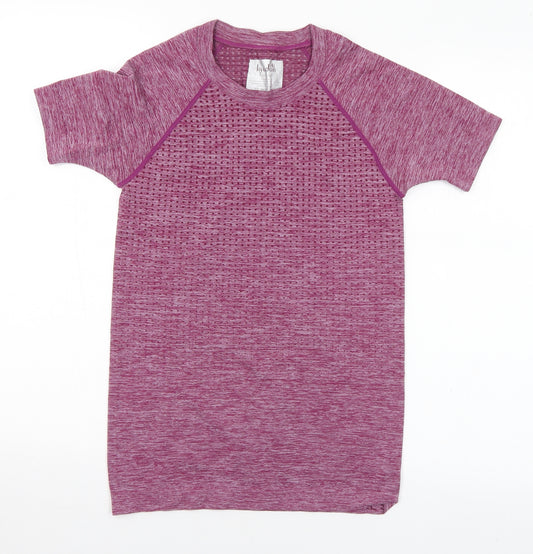 Kyoden Womens Purple Nylon Basic T-Shirt Size S Round Neck - S/M