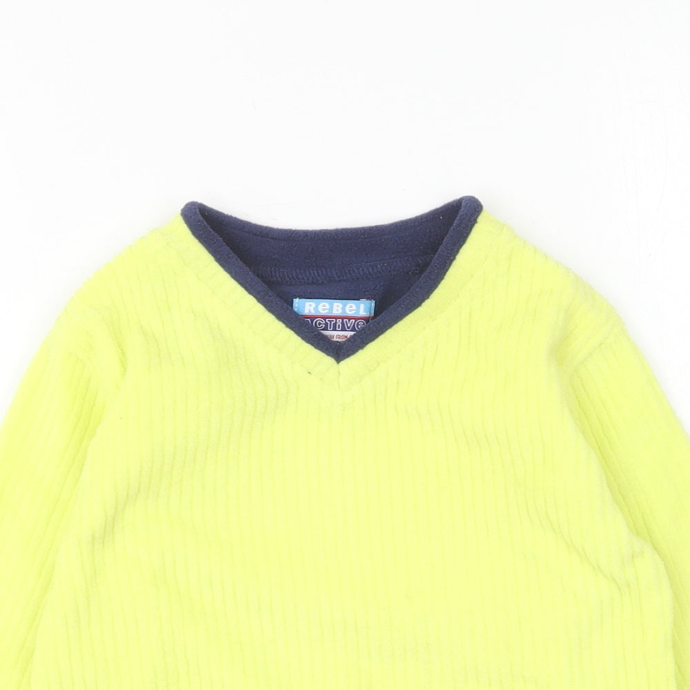 Rebel Active Boys Yellow V-Neck Polyester Pullover Jumper Size 2-3 Years