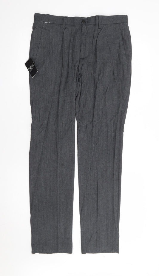 NEXT Mens Grey Polyester Dress Pants Trousers Size 32 L31 in Regular Zip
