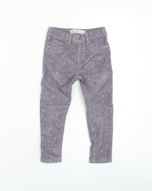 Primark Girls Grey Cotton Trousers Size 3-4 Years Regular Pullover - Star