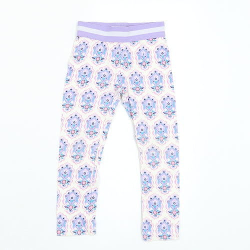 Hatley Girls White Floral Cotton Jogger Trousers Size 4 Years Regular Pullover - Leggings