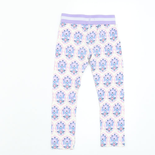 Hatley Girls White Floral Cotton Jogger Trousers Size 4 Years Regular Pullover - Leggings