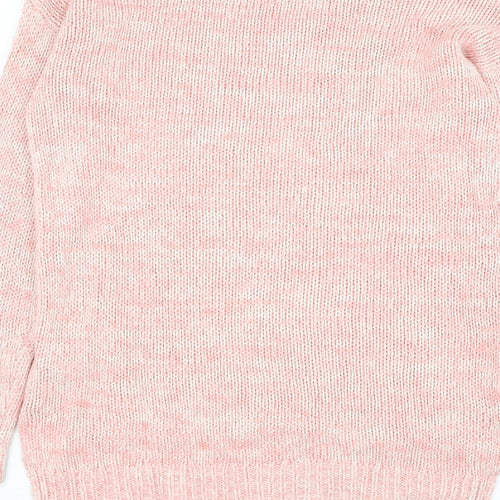 New Look Girls Pink Round Neck Acrylic Pullover Jumper Size 6 Years Pullover - Heart