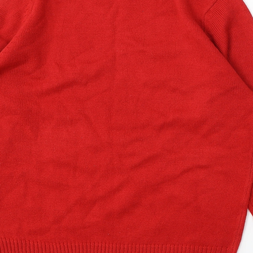 US Polo Assn. Mens Red Round Neck Polyester Pullover Jumper Size S