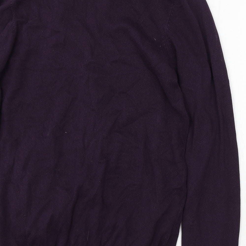 Ambrose Womens Purple V-Neck Cotton Cardigan Jumper Size M