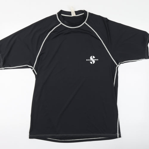 Scubapro Mens Black Polyester Basic T-Shirt Size S Round Neck