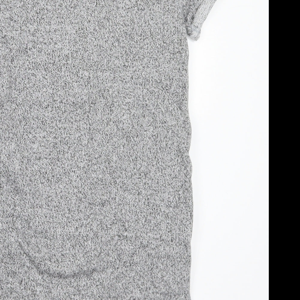 Roots Girls Grey Cotton Jumper Dress Size 5-6 Years Crew Neck