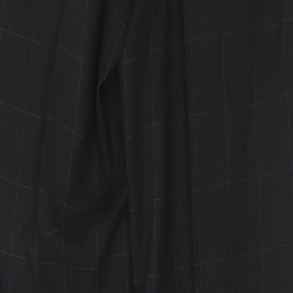 Burton Mens Black Check Polyester Trousers Size 32 L33 in Regular Hook & Eye