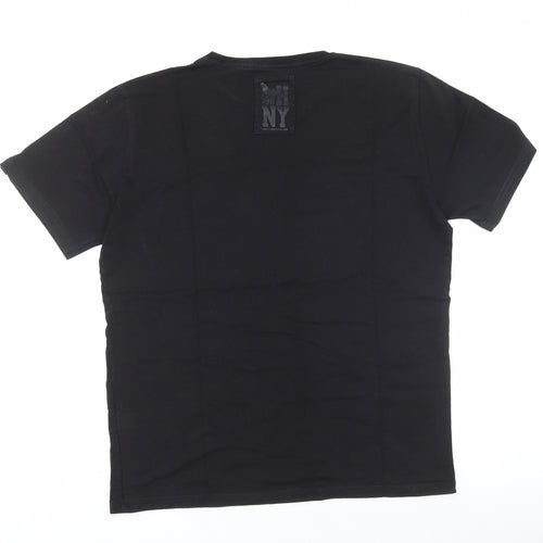 Henleys Mens Black Cotton T-Shirt Size XL Round Neck