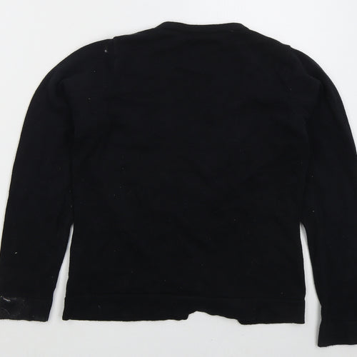Marks and Spencer Girls Black V-Neck Cotton Cape Jumper Size 11-12 Years Button