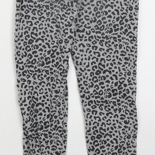 Zara Girls Grey Animal Print Cotton Carrot Trousers Size 9 Months Regular
