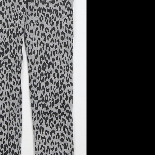Zara Girls Grey Animal Print Cotton Carrot Trousers Size 9 Months Regular