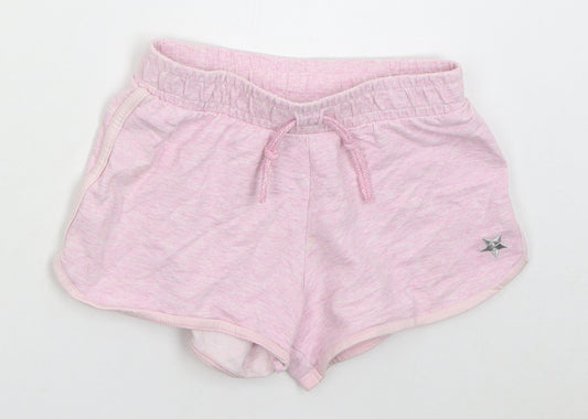 F&F Girls Pink Cotton Sweat Shorts Size 9-10 Years Regular Drawstring